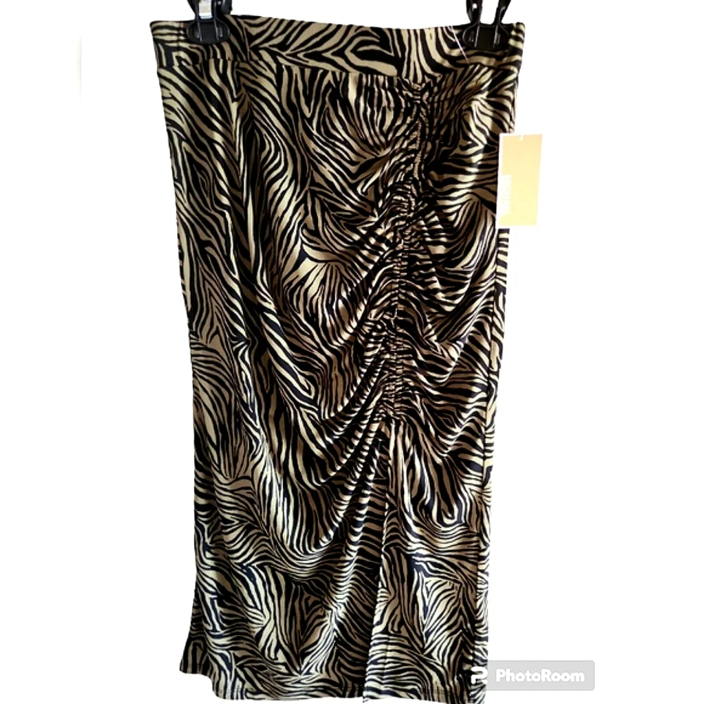 NWT, Michael Kors, Women's Olive and Black zebra print skirt, Sz M - Picture 11 of 11